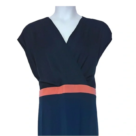 ❣️Ainsley Jersey Knit Navy Stretch Maxi Office Career Casual Stretchy Blue Dress - Picture 9 of 15